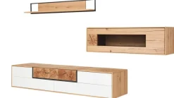 Die Hausmarke Wohnwände & Tv-Lowboards|Wohnwand 2106 Asteiche Hell Furniert Absetzung Mattlack Weiß Inklusive Beleuchtung