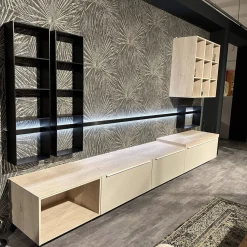 Nobilia Wohnwände & Tv-Lowboards|Wohnwand 945 Easytouch Lacklaminat Sand Beige Ultramatt Abdeckplatte Eiche Montreal