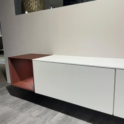 Nobilia Wohnwände & Tv-Lowboards|Wohnwand 945 Easytouch Lacklaminat Alpinweiß Und Rot Mit Beleuchtung