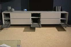 WK Wohnen Wohnwände & Tv-Lowboards|Wohnwand 419 Intono Glattlack Steingrau Rahmenfüße Schwarz