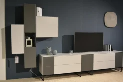 WK Wohnen Wohnwände & Tv-Lowboards|Wohnwand 419 Intono Glattlack Steingrau Rahmenfüße Schwarz