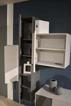 WK Wohnen Wohnwände & Tv-Lowboards|Wohnwand 419 Intono Glattlack Steingrau Rahmenfüße Schwarz