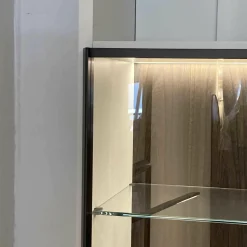 Molteni & C Wohnwände & Tv-Lowboards|Wohnwand 505 Kalkweiß Ulme Dunkel Formprofil Zinnfarbig