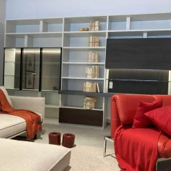 Molteni & C Wohnwände & Tv-Lowboards|Wohnwand 505 Kalkweiß Ulme Dunkel Formprofil Zinnfarbig