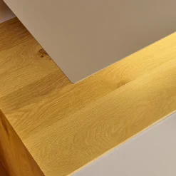 Hartmann Wohnwände & Tv-Lowboards|Wohnwand 2001 Kerneiche Natur Gebürstet Absetzungen Mattglas Naturgrau Mit Beleuchtung