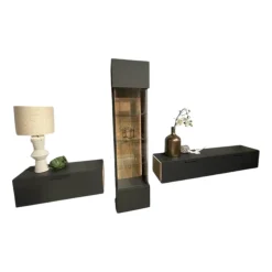 Schröder Franz Wohnwände & Tv-Lowboards|Wohnwand 2023 Lack Carbongrau Akzente Hirnholz Salzkammerguteiche Inklusive Beleuchtung Mit Fernsteuerung