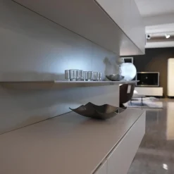 Kettnaker Wohnwände & Tv-Lowboards|Wohnwand Alea Lack Matt Weiß Und Steingrau Inklusive Beleuchtung