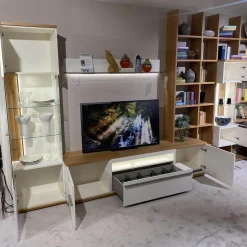 Gwinner Wohnwände & Tv-Lowboards|Wohnwand Atena Lack Lack Seidenmatt Weiß Akzente Balkeneiche Honig Inklusive Beleuchtung Ohne Deko