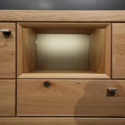 Wöstmann Wohnwände & Tv-Lowboards|Wohnwand Aurum 0020 Wildeiche Massiv Soft Gebürstet Inklusive LED-Beleuchtung