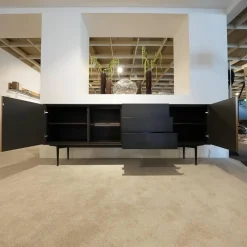 Gwinner Wohnwände & Tv-Lowboards|Wohnwand Bera Eiche Satin Terra Schwarz Gold Inklusive Sideboard Und Couchtisch