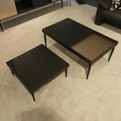 Gwinner Wohnwände & Tv-Lowboards|Wohnwand Bera Eiche Satin Terra Schwarz Gold Inklusive Sideboard Und Couchtisch