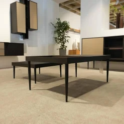 Gwinner Wohnwände & Tv-Lowboards|Wohnwand Bera Eiche Satin Terra Schwarz Gold Inklusive Sideboard Und Couchtisch