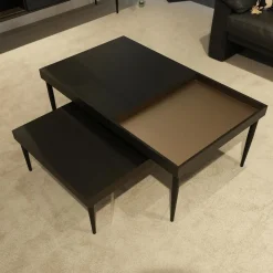 Gwinner Wohnwände & Tv-Lowboards|Wohnwand Bera Eiche Satin Terra Schwarz Gold Inklusive Sideboard Und Couchtisch