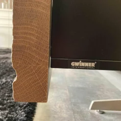 Gwinner Wohnwände & Tv-Lowboards|Wohnwand Bohle Lack Weiß Struktureiche Geräuchert mit Beleuchtung