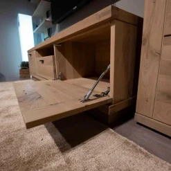 Global Wohnwände & Tv-Lowboards|Wohnwand Cabrera Asteiche Massiv Bianco Geölt Mit Beleuchtung