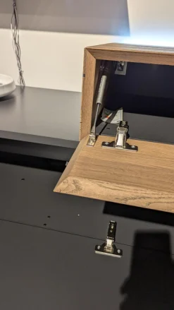 Die Hausmarke Wohnwände & Tv-Lowboards|Wohnwand Cairano Schiefer Schwarz Raucheiche Massiv Mit Beleuchtung Und Kabeldurchlass