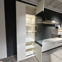 Gwinner Wohnwände & Tv-Lowboards|Wohnwand Calea Lack Seidenmatt Weiß Akzent Wildeiche Natur Mit LED Beleuchtung