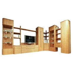 Wöstmann Wohnwände & Tv-Lowboards|Wohnwand Cantana 3000 Erle Massiv Inklusive Beleuchtung Und Flachtrafo Ohne Fernseher