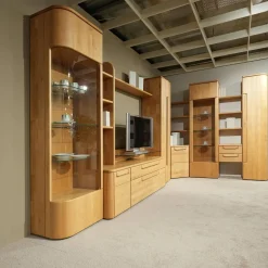 Wöstmann Wohnwände & Tv-Lowboards|Wohnwand Cantana 3000 Erle Massiv Inklusive Beleuchtung Und Flachtrafo Ohne Fernseher