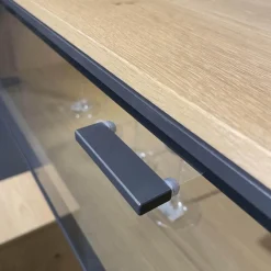 Mondo Wohnwände & Tv-Lowboards|Wohnwand Cantato 1006 Balkeneiche Natur Lack Seidenmatt Anthrazit Griff Anthrazit Fußgestell Metallverstärkung Mit LED Beleuchtung