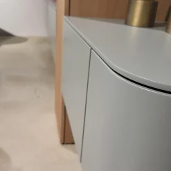 Clara Home Wohnwände & Tv-Lowboards|Wohnwand Clea Lack LM Pigeon Grau Absetzung Asteiche Bianco