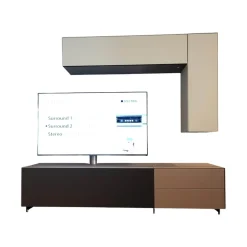 Spectral Smart Furniture Wohnwände & Tv-Lowboards|Wohnwand Cocoon Glas CAO Cacao Braun Satiniert Beige Stoff CF Schwarz Mit Soundsystem