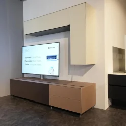 Spectral Smart Furniture Wohnwände & Tv-Lowboards|Wohnwand Cocoon Glas CAO Cacao Braun Satiniert Beige Stoff CF Schwarz Mit Soundsystem