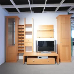 Thielemeyer Wohnwände & Tv-Lowboards|Wohnwand Costa Buche Furniert Mit Beleuchtung Und Trafo