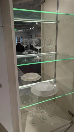 Rietberger Möbelwerke Wohnwände & Tv-Lowboards|Wohnwand Cremona Lack Crema Matt Weiß Creme Absetzung Eiche Sand Mit LED Beleuchtung Und Spiegelglasrückwand