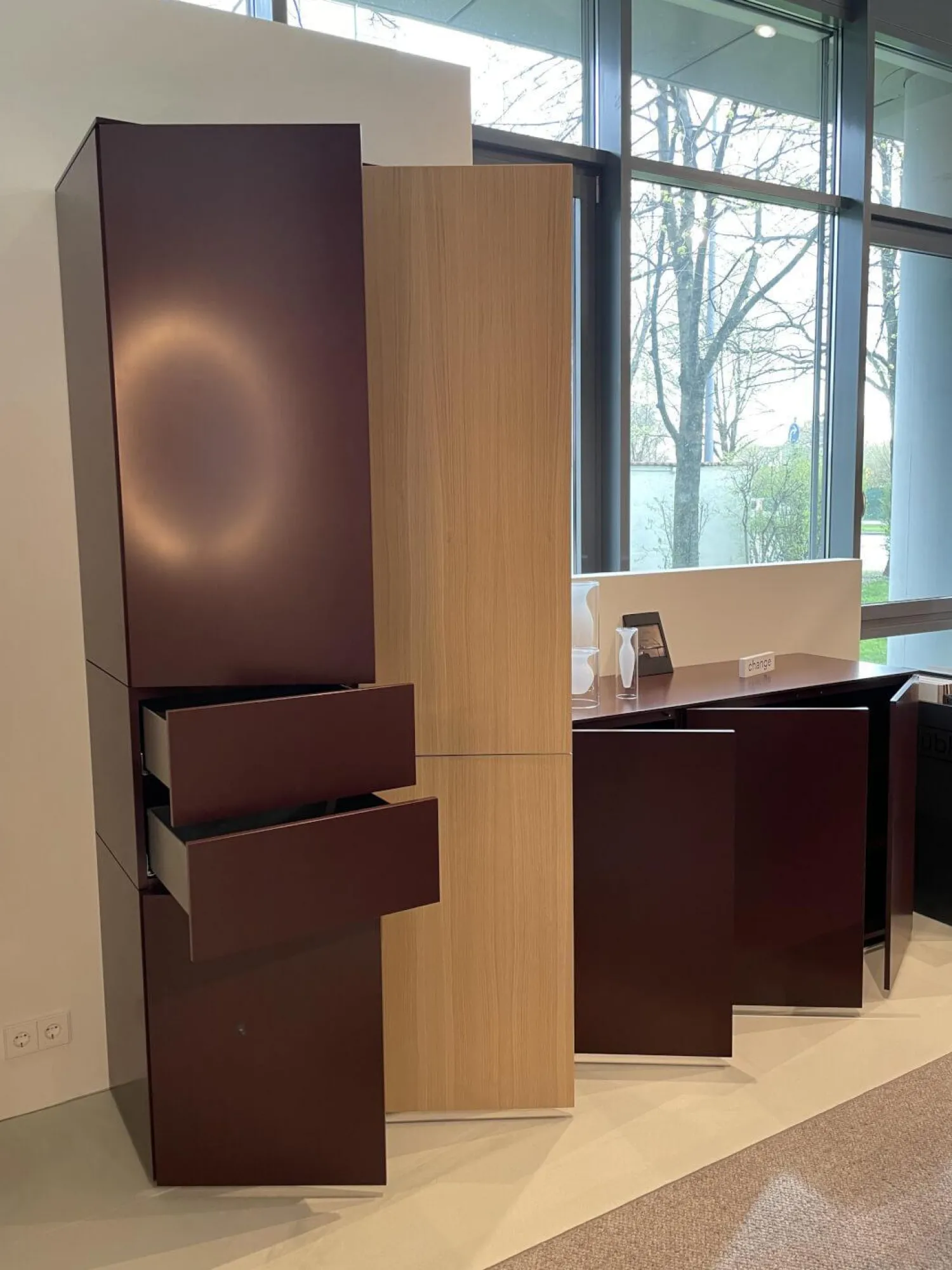 Interlübke Kommoden & Sideboards|Wohnwand Cube Change Mattlack M41 Burgund Eiche mit Sideboard