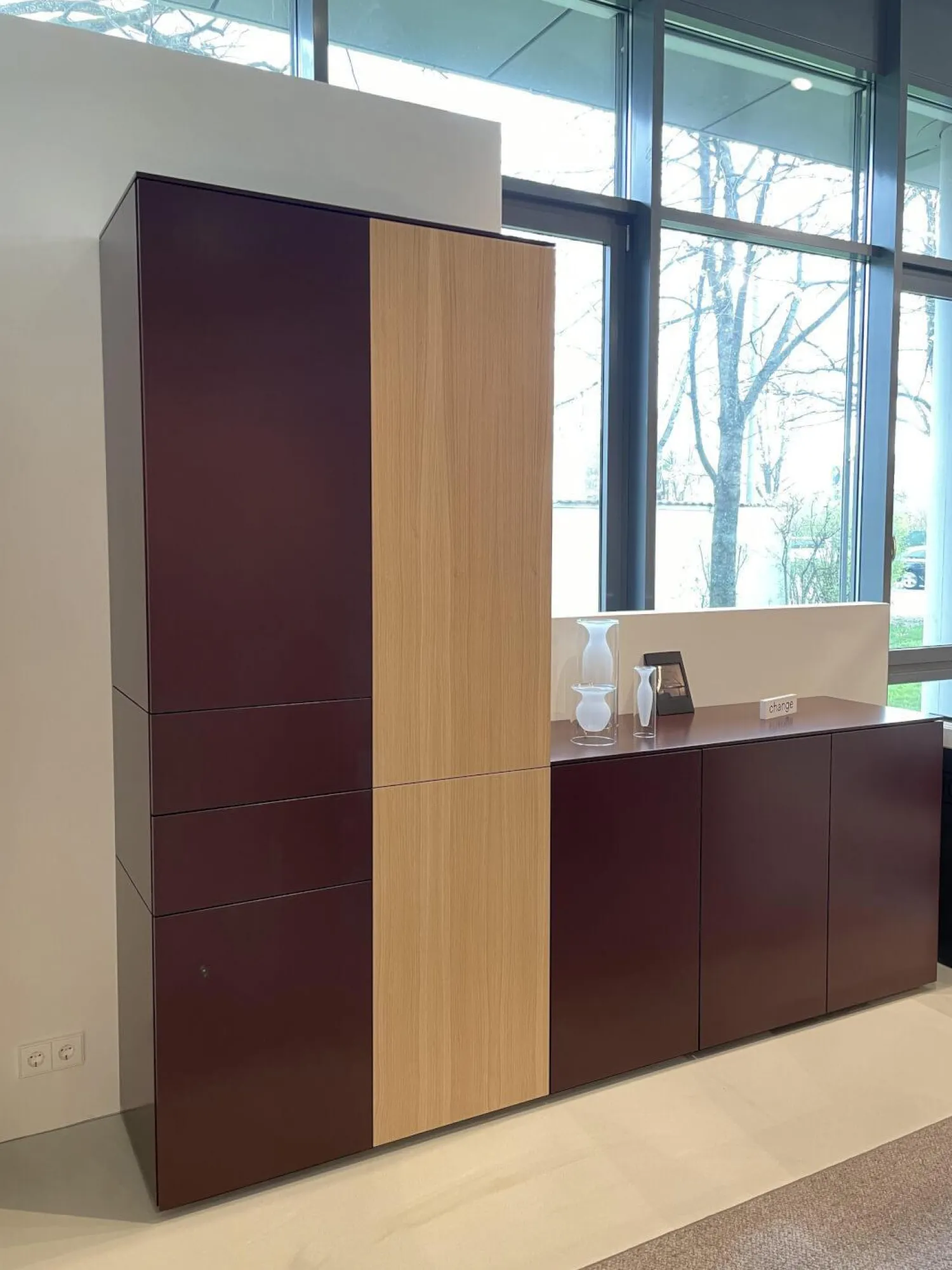 Interlübke Kommoden & Sideboards|Wohnwand Cube Change Mattlack M41 Burgund Eiche mit Sideboard