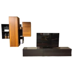 Sudbrock Wohnwände & Tv-Lowboards|Wohnwand Cubo Game Lack Matt Cosmos Grau Nussbaum Natur