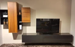 Sudbrock Wohnwände & Tv-Lowboards|Wohnwand Cubo Game Lack Matt Cosmos Grau Nussbaum Natur