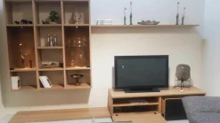 Team 7 Wohnwände & Tv-Lowboards|Wohnwand Cubus Eiche Weißöl Farbglas Taupe