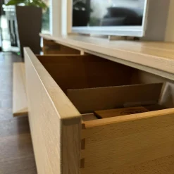 Team 7 Wohnwände & Tv-Lowboards|Wohnwand Cubus Eiche Weißöl Glas Matt Pearl Touchbeschlag