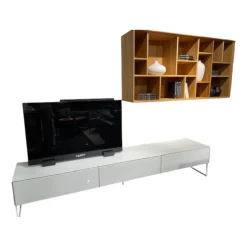 Team 7 Wohnwände & Tv-Lowboards|Wohnwand Cubus Pure Eiche Naturöl Und Farbglas Weiß Glänzend Mit TV-Säule Ohne TV