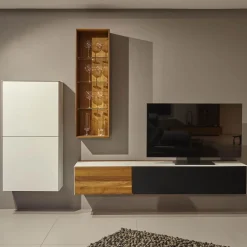 Team 7 Wohnwände & Tv-Lowboards|Wohnwand Cubus Pure Nussbaum Buche Weißglas