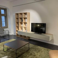 Team 7 Wohnwände & Tv-Lowboards|Wohnwand Cubus Pure Volholz Eiche Weiß Geölt Glas Pearl Matt Mit Touchbeschlag