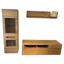 Decker Wohnwände & Tv-Lowboards|Wohnwand Divano Ausführung Wildeiche Massiv Oberfläche Bianco Geölt