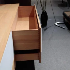 Team 7 Wohnwände & Tv-Lowboards|Wohnwand Eiche Natur Farbglas Weiß Matt Inklusive Beleuchtung Mit Fernbedienung