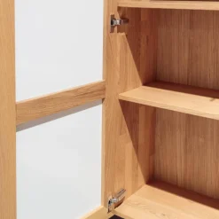 Team 7 Wohnwände & Tv-Lowboards|Wohnwand Eiche Natur Farbglas Weiß Matt Inklusive Beleuchtung Mit Fernbedienung