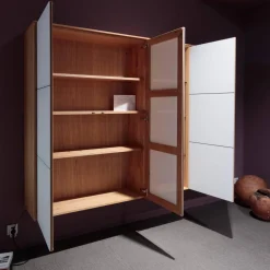 Team 7 Wohnwände & Tv-Lowboards|Wohnwand Eiche Natur Farbglas Weiß Matt Inklusive Beleuchtung Mit Fernbedienung