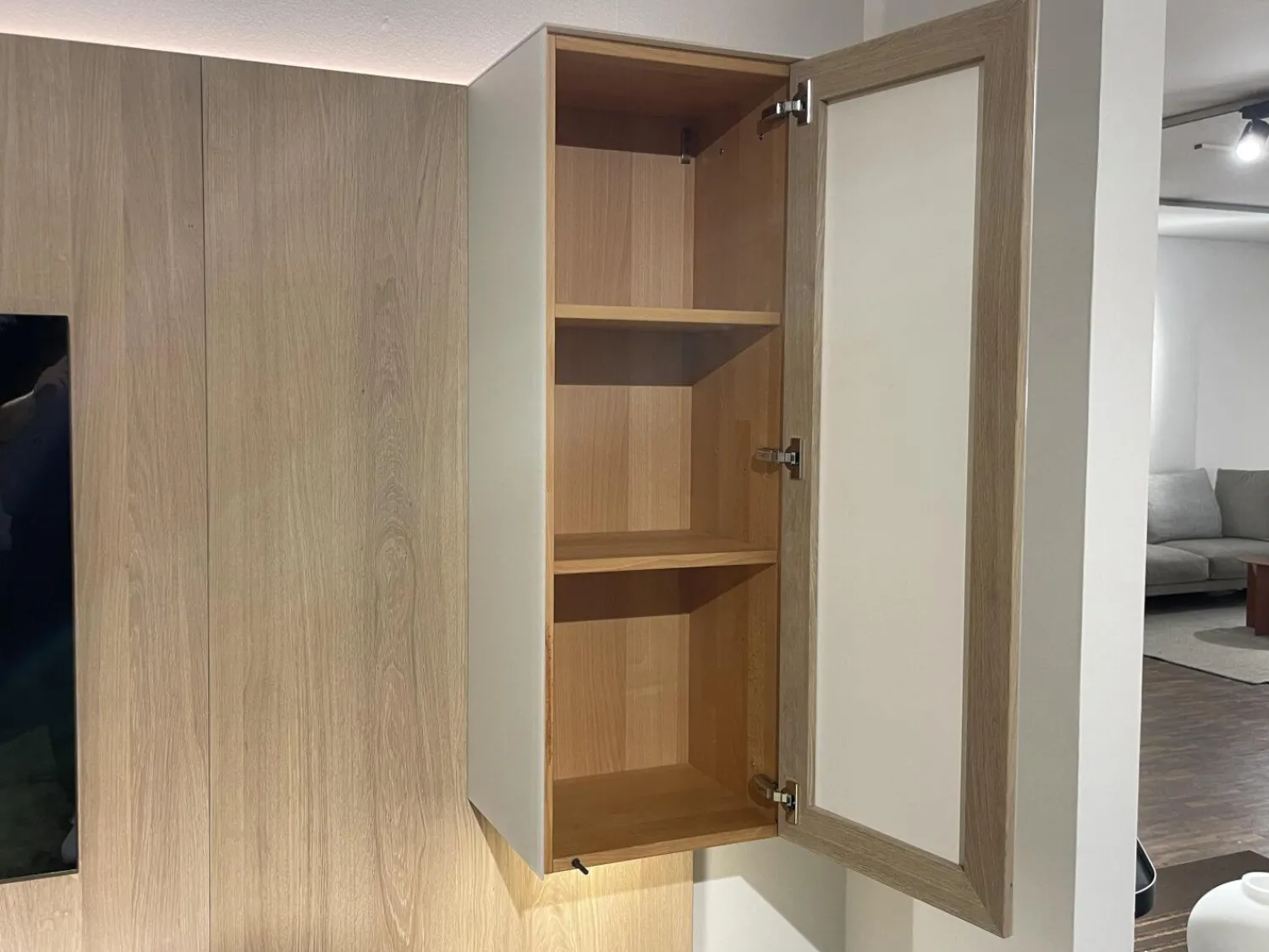 Team 7 Wohnwände & Tv-Lowboards|Wohnwand Eiche Weißöl Farbglas Graphitgrau Mit Wandpaneelen