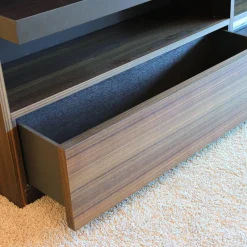 Molteni & C Wohnwände & Tv-Lowboards|Wohnwand Eukalyptus Lack Mokka Mit Schiebetür Aus Stopsol-Glas Mit Licht