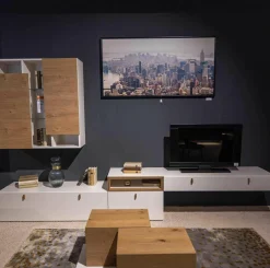 Global Wohnwände & Tv-Lowboards|Wohnwand Fablo Balkeneiche Bianco Weiß Matt mit Beleuchtung