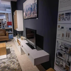 Global Wohnwände & Tv-Lowboards|Wohnwand Fablo Balkeneiche Bianco Weiß Matt mit Beleuchtung