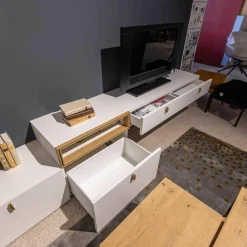 Global Wohnwände & Tv-Lowboards|Wohnwand Fablo Balkeneiche Bianco Weiß Matt mit Beleuchtung