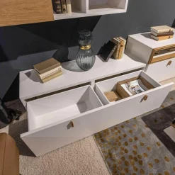 Global Wohnwände & Tv-Lowboards|Wohnwand Fablo Balkeneiche Bianco Weiß Matt mit Beleuchtung