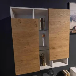 Global Wohnwände & Tv-Lowboards|Wohnwand Fablo Balkeneiche Bianco Weiß Matt mit Beleuchtung