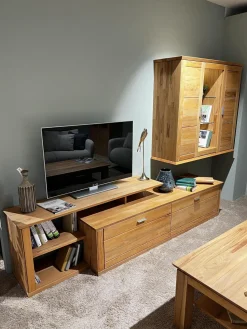 Global Wohnwände & Tv-Lowboards|Wohnwand Faro Plus Kernbuche Geölt Inklusive LED Beleuchtung Und Kabeldurchlass